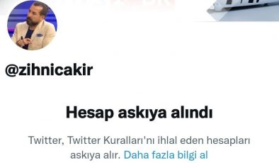 Gazeteci Zihni Çakır’ın twitter hesabı ettiği küfürler nedeni ile kapatıldı !