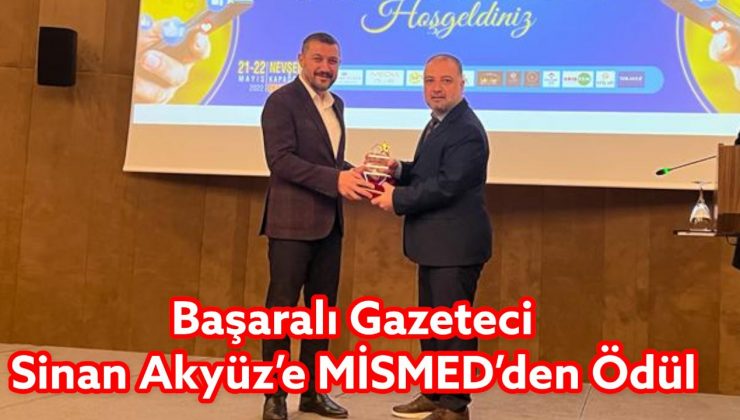 Medya Platformu ve MİSMED’den Gazeteci Sinan Akyüz’e ödül.
