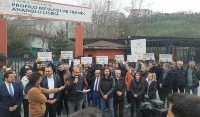 AKP’li Kağıthane Belediyesi’nin, Profilo Mesleki Ve Teknik Anadolu Lisesi’nin arazisine “el koymak” istediği iddiası protesto edildi.