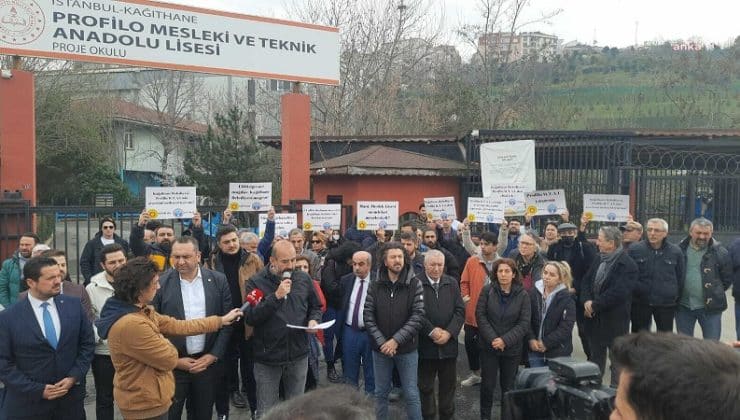 AKP’li Kağıthane Belediyesi’nin, Profilo Mesleki Ve Teknik Anadolu Lisesi’nin arazisine “el koymak” istediği iddiası protesto edildi.