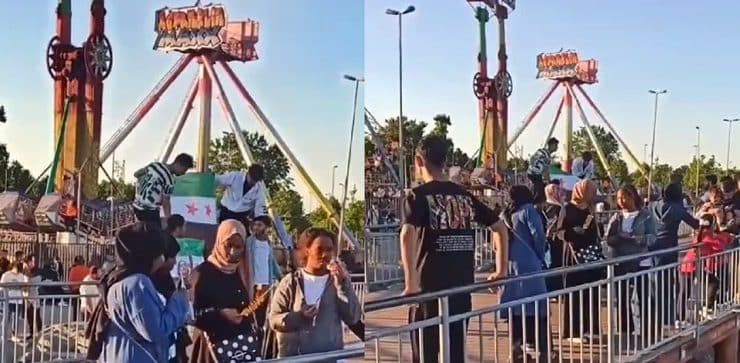 Savaştan Kaçan Suriyeli Mülteciler İstanbul Avcılar Eğlence Parkında ÖSO Bayrağı Açarak Gövde Gösterisi Yaptı