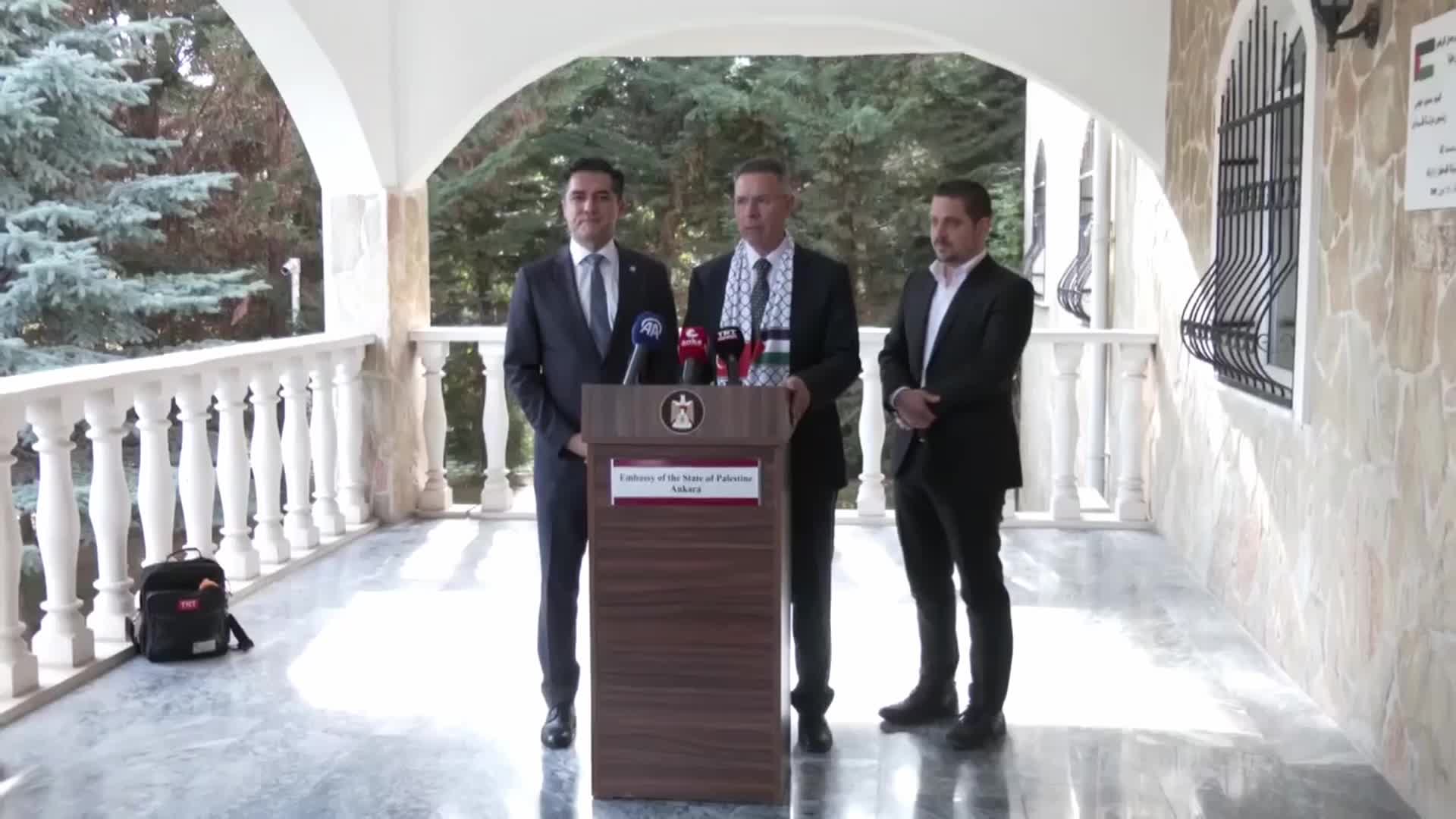 İYİ Parti heyeti, Filistin Büyükelçiliğini ziyaret etti.