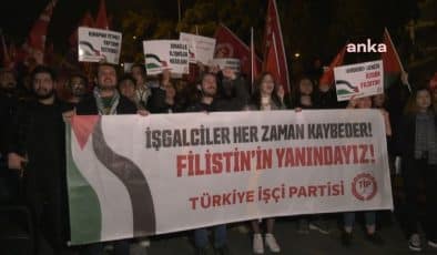TİP Ankara İl Başkanlığı, İsrail’in Filistin’e yönelik saldırılarını protesto etti, İsrail’i lanetliyoruz.”