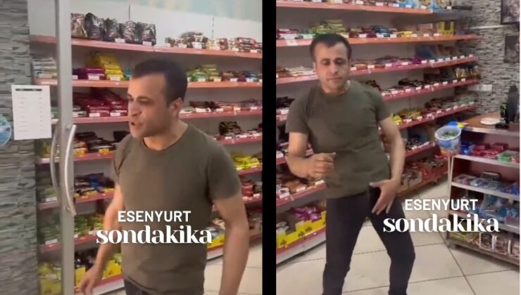 Esenyurt’ta bir büfe sahibi küçük bir çocuğu darp etti, çocuğun ailesi gelince dans etmeye başladı.