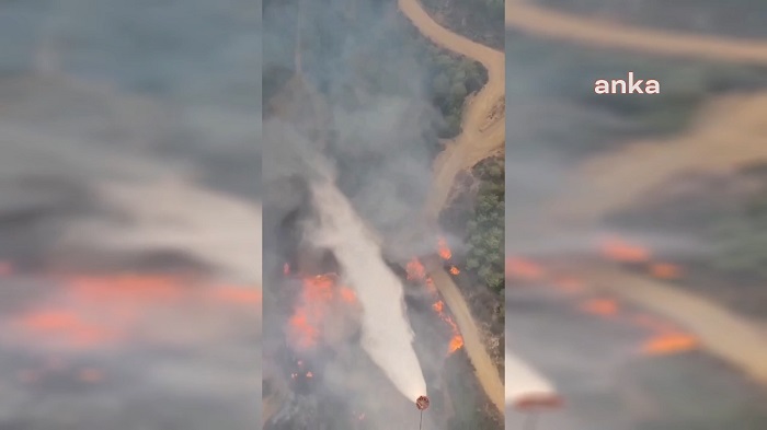 Eceabat, Göynük ve Gördes’te çıkan yangınlara havadan ve karadan müdahale sürüyor