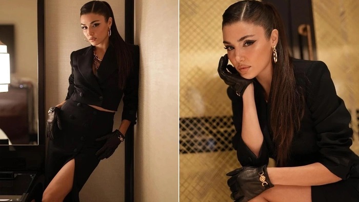 ‘Yılın Dijital Yıldızı’ seçilen Hande Erçel’in siyah şıklığı